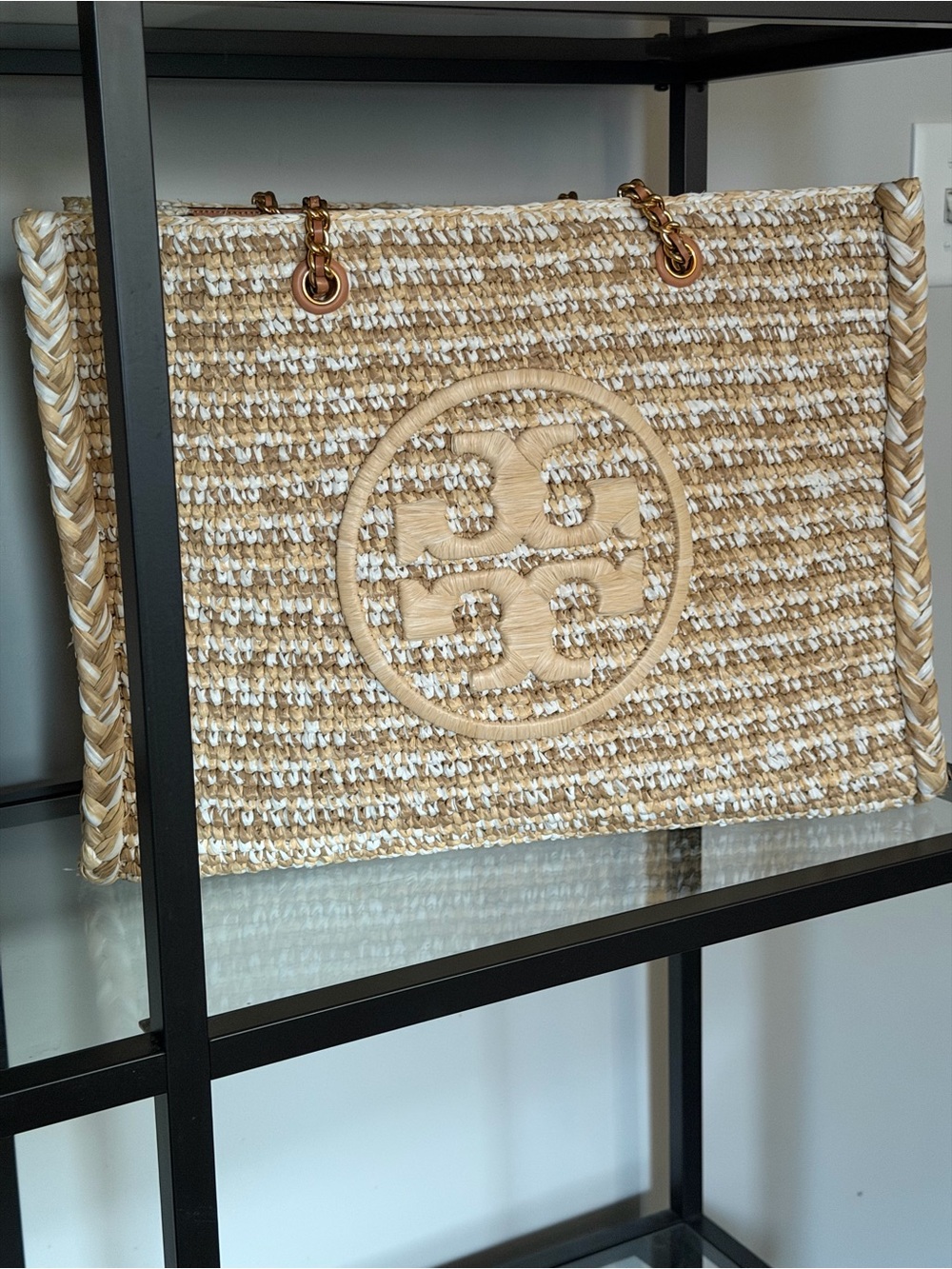 Tory Burch Ella Woven Logo Large Tote - Picture 2 of 9